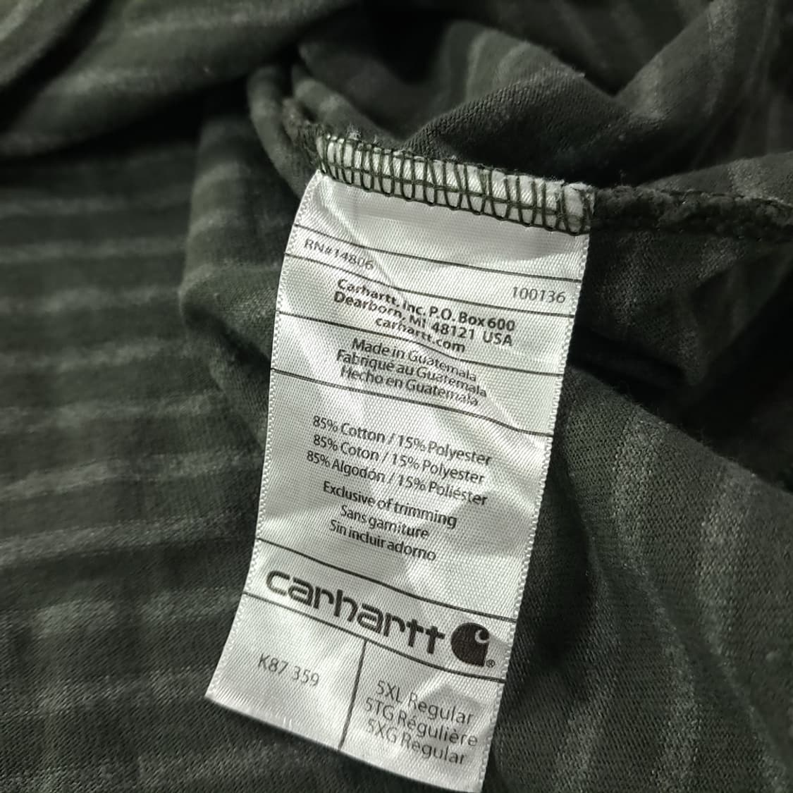 CK371 5XL 칼하트 K87 포켓스트라이프 반팔 티셔츠 상품이미지5