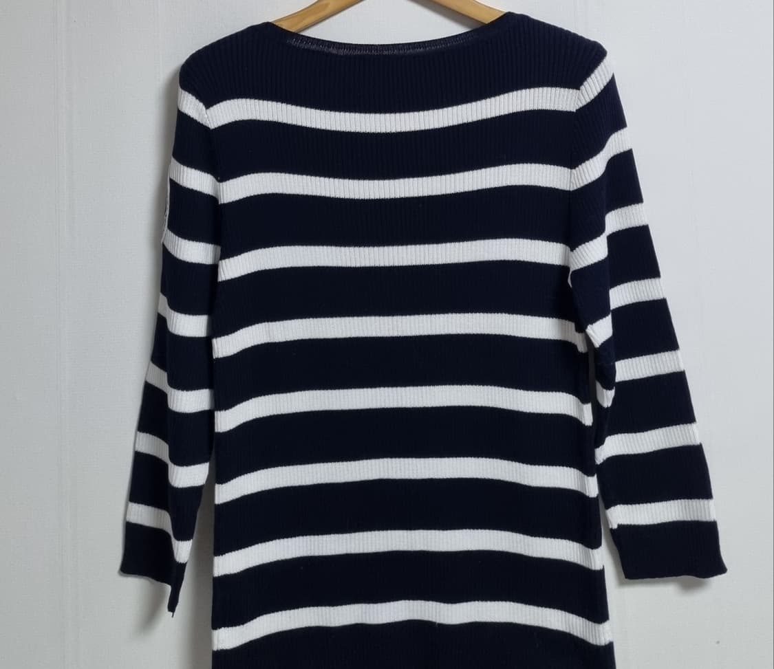 실측 S (55) 폴로 네이비+화이트 코튼 니트 상품이미지2