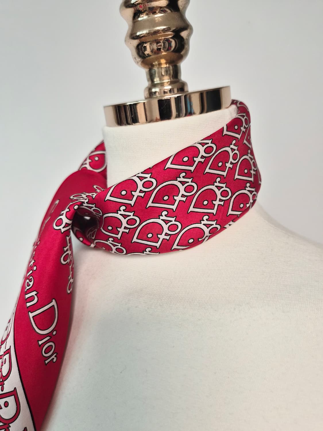 디올 오블리크 레드 실크 스카프 머플러 상품이미지2