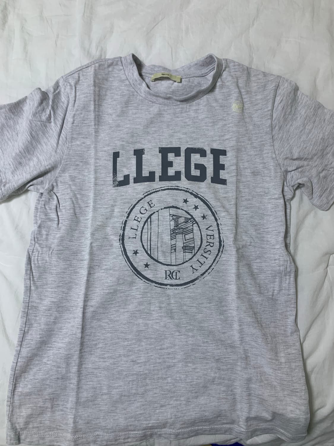 RECTO 렉토 LLEGE 로고 반팔 티셔츠 멜란지그레이 상품이미지3