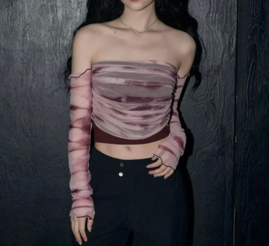 라뇨 체리퀴리 marble offshoulder top wine 상품이미지1