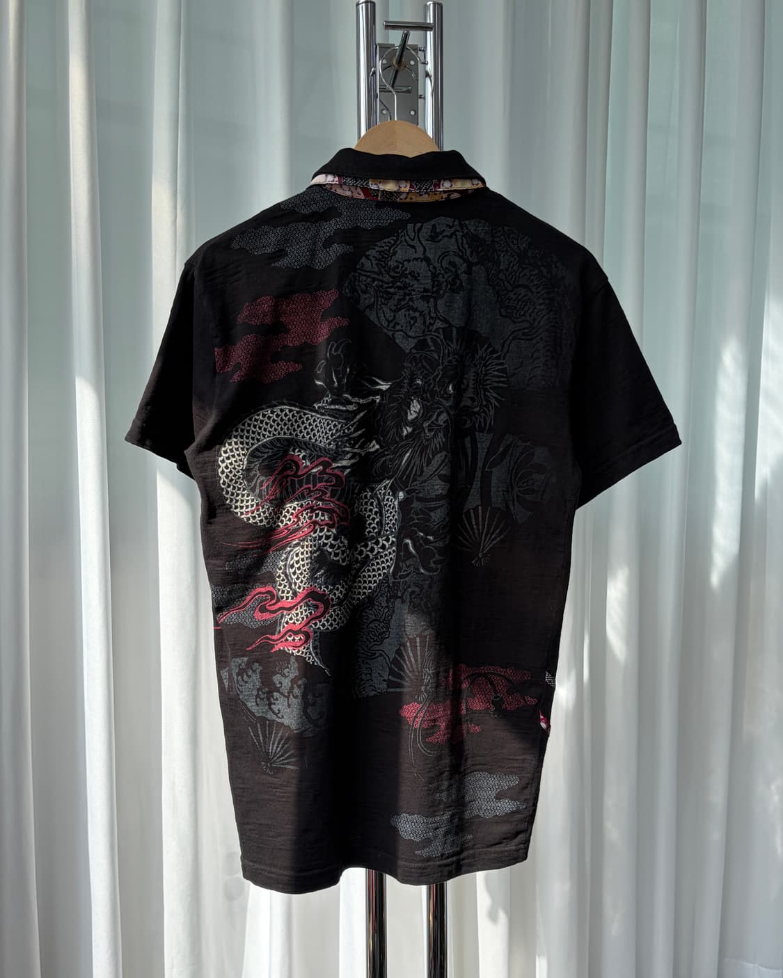 [M]JPN 오리엔탈 드래곤 자수 반팔 티셔츠 상품이미지4