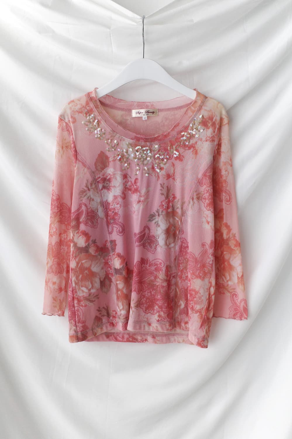 flower beads see-through T  상품이미지1