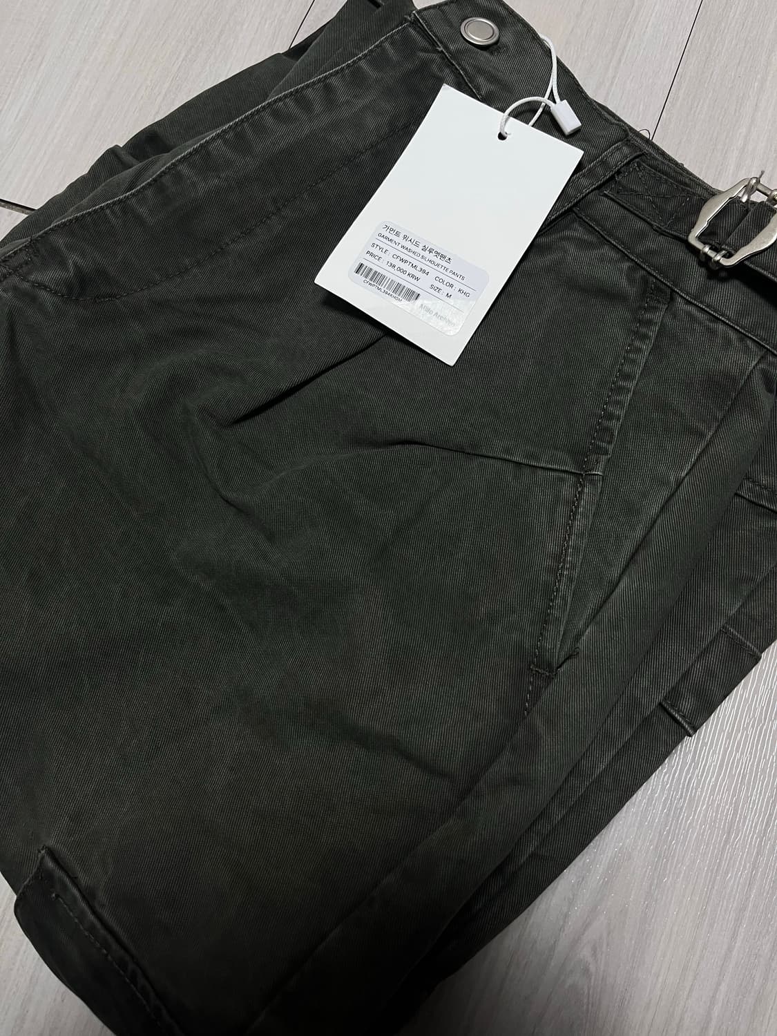 새상품) 밀로 가먼트 가먼트 워시드 실루엣 팬츠 M [카키 그레이] 상품이미지10