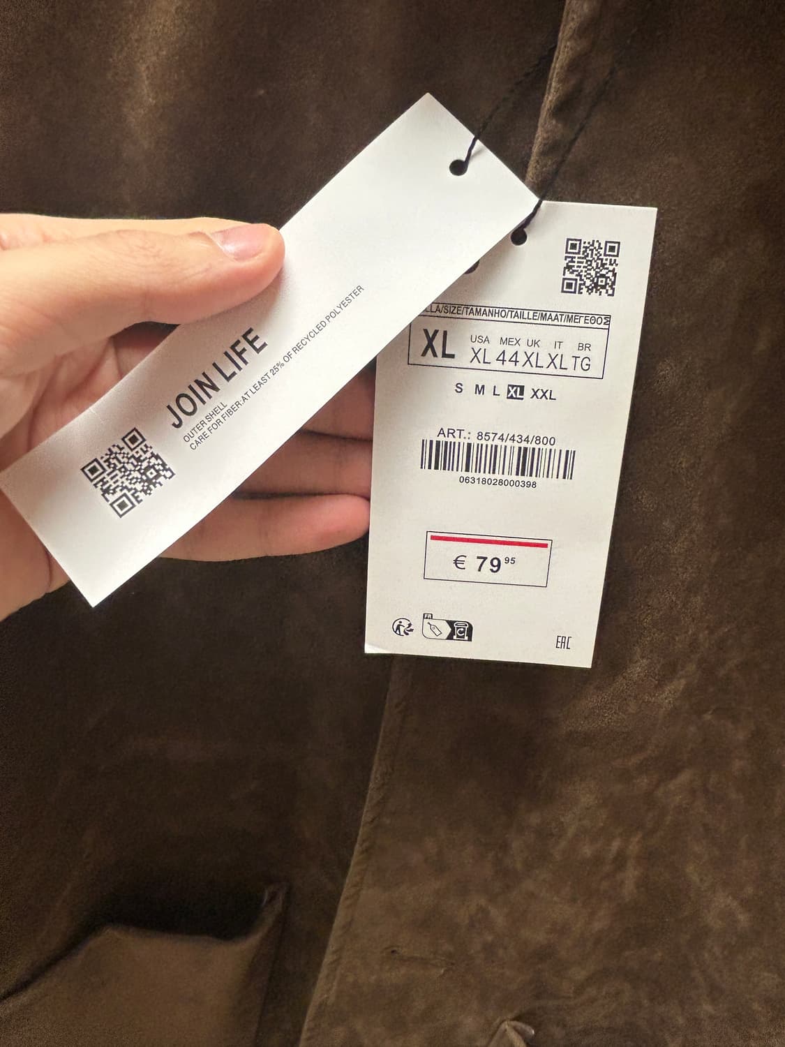 자라 브라운 스웨이드 자켓 xl 상품이미지4