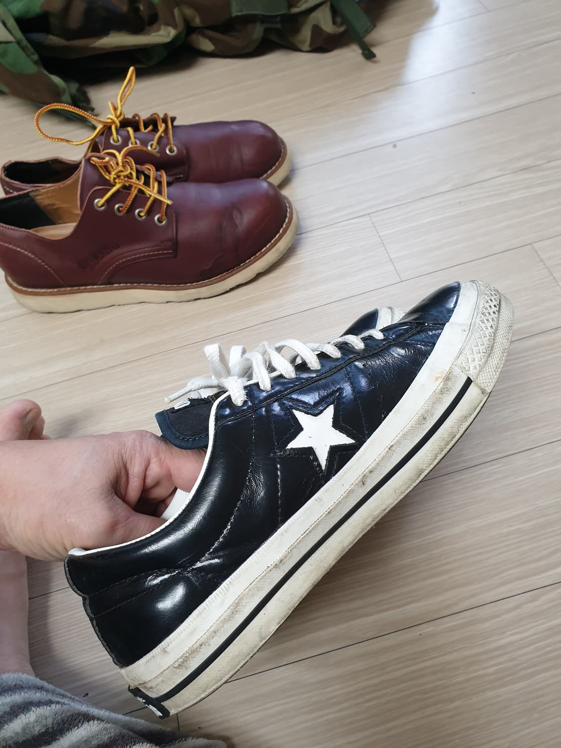 컨버스 원스타 블랙 레더 스니커즈(270-275) 상품이미지1