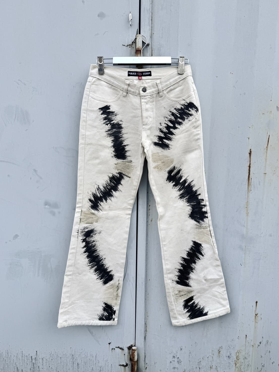 화이트 그래픽 스트레이트 진 상품이미지1