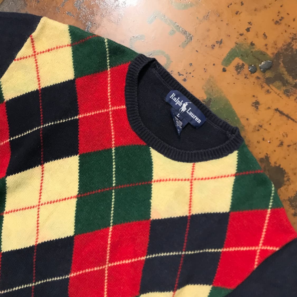 90s 폴로랄프로렌 아가일 캐시미어 혼방 반팔 니트 여성 55 66 상품이미지3