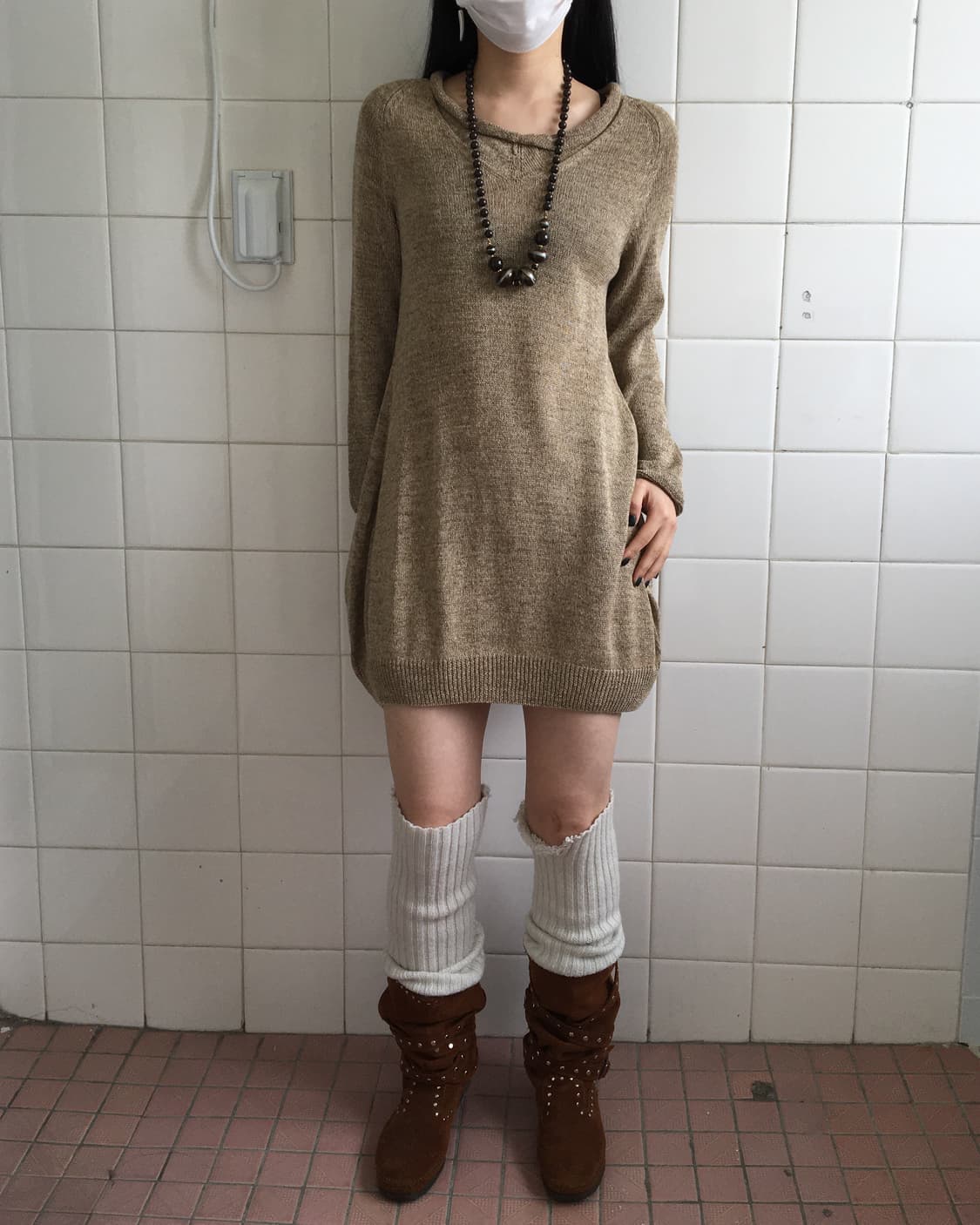 Neck line point knit onepeice 상품이미지5