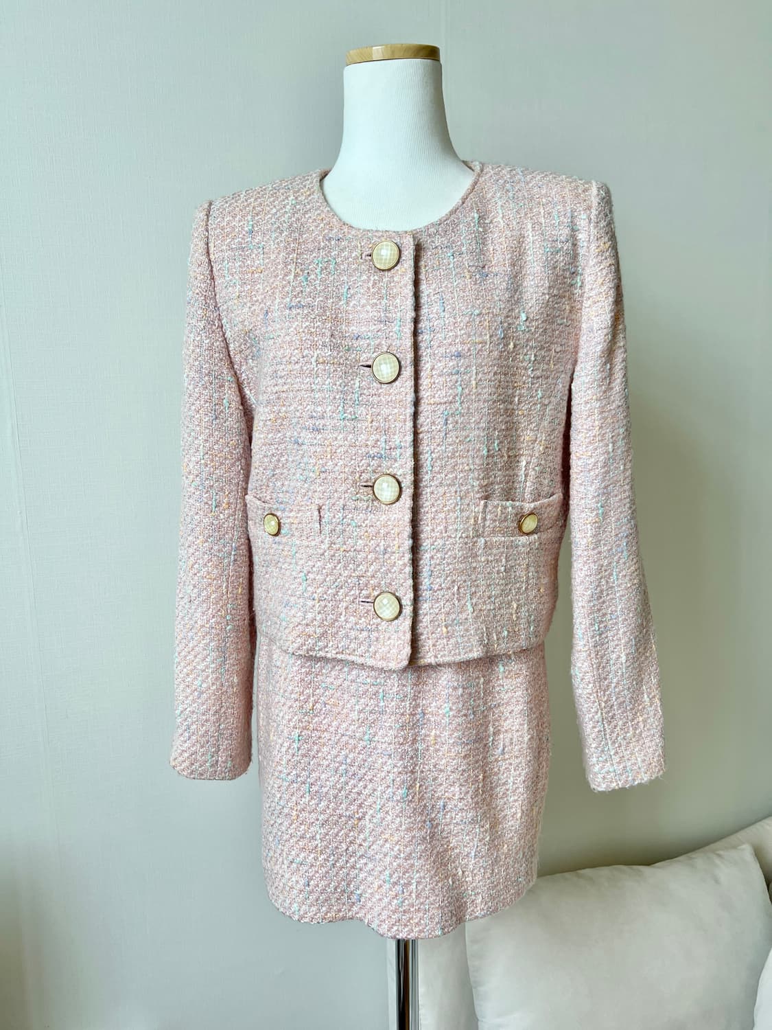 pink tweed setup 상품이미지2