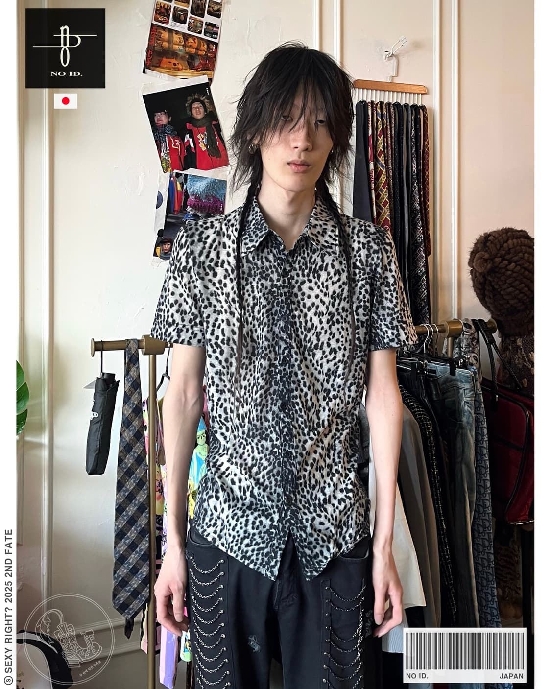 NO ID Stitch Lettering 1/2 Leopard Shirt 상품이미지1