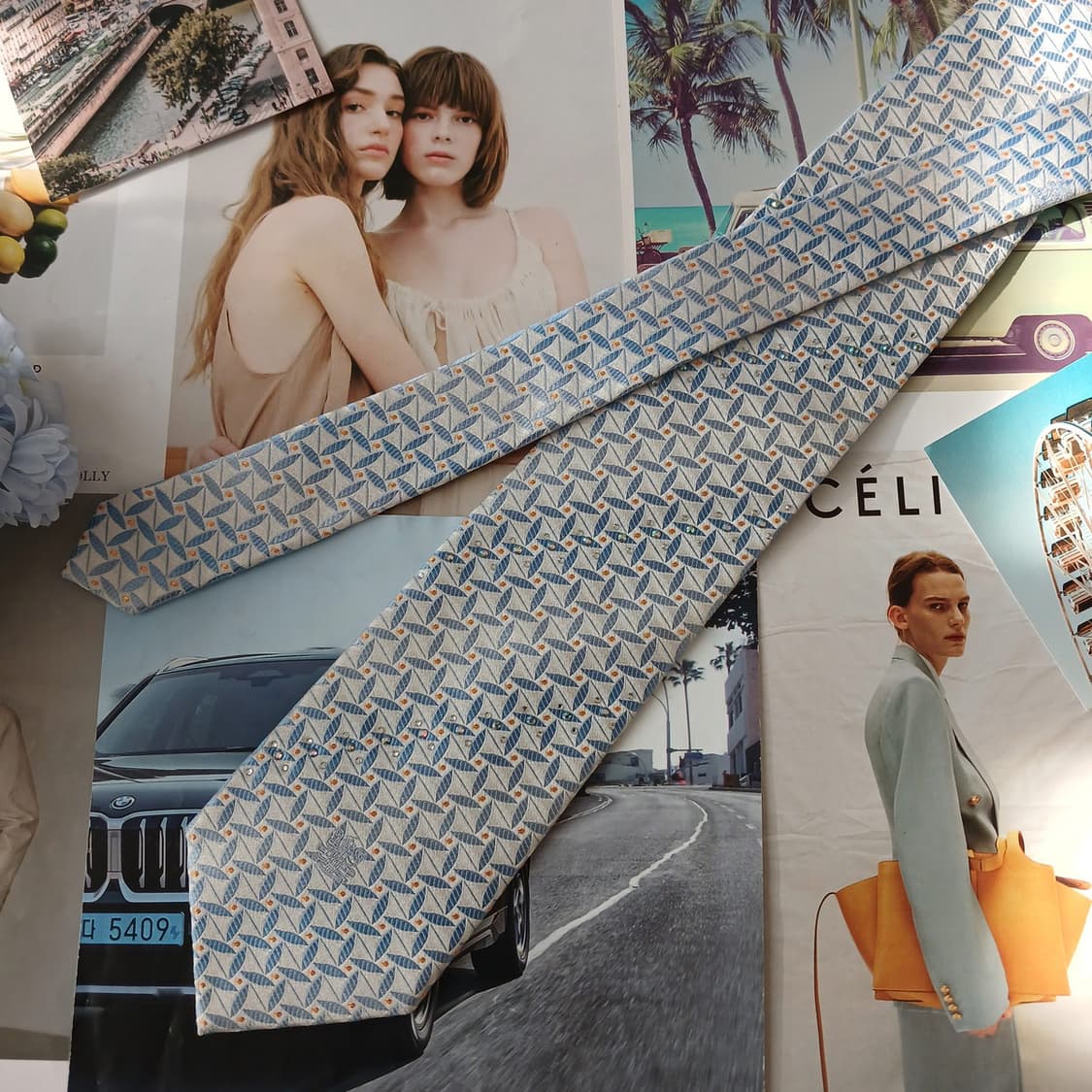 아쿠아스큐텀 실크 자수 로고 넥타이 9.1cm A+등급 A19425
 상품이미지5