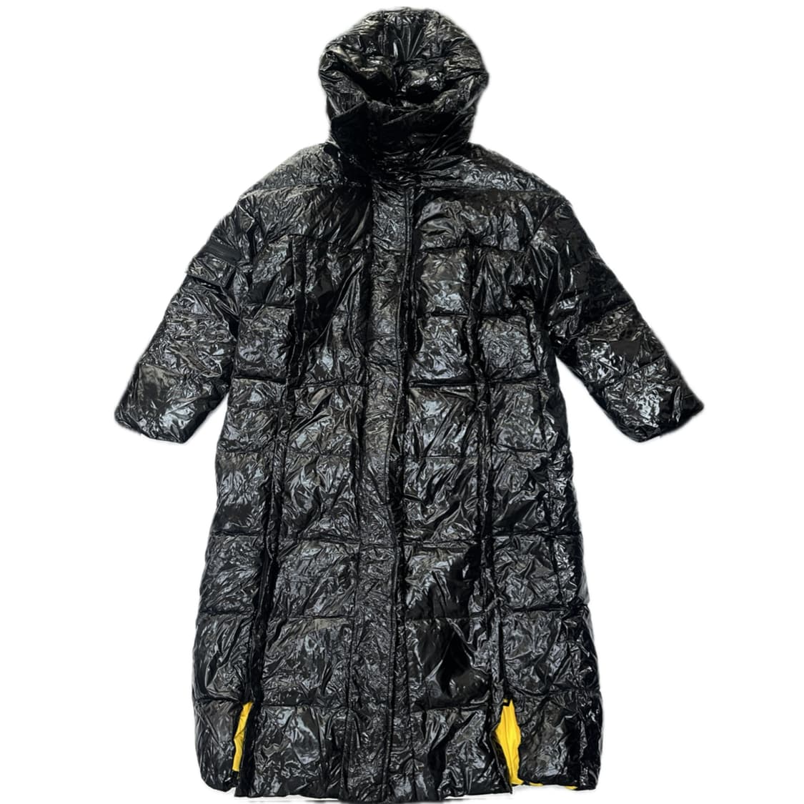 블랙 유광 공항패션 한겨울 다운 Y2K 힙 오버핏 롱패딩 상품이미지1