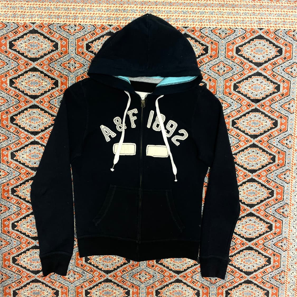 아베크롬비 스펠로고 네이비 기모 후드집업 여성M 상품이미지1