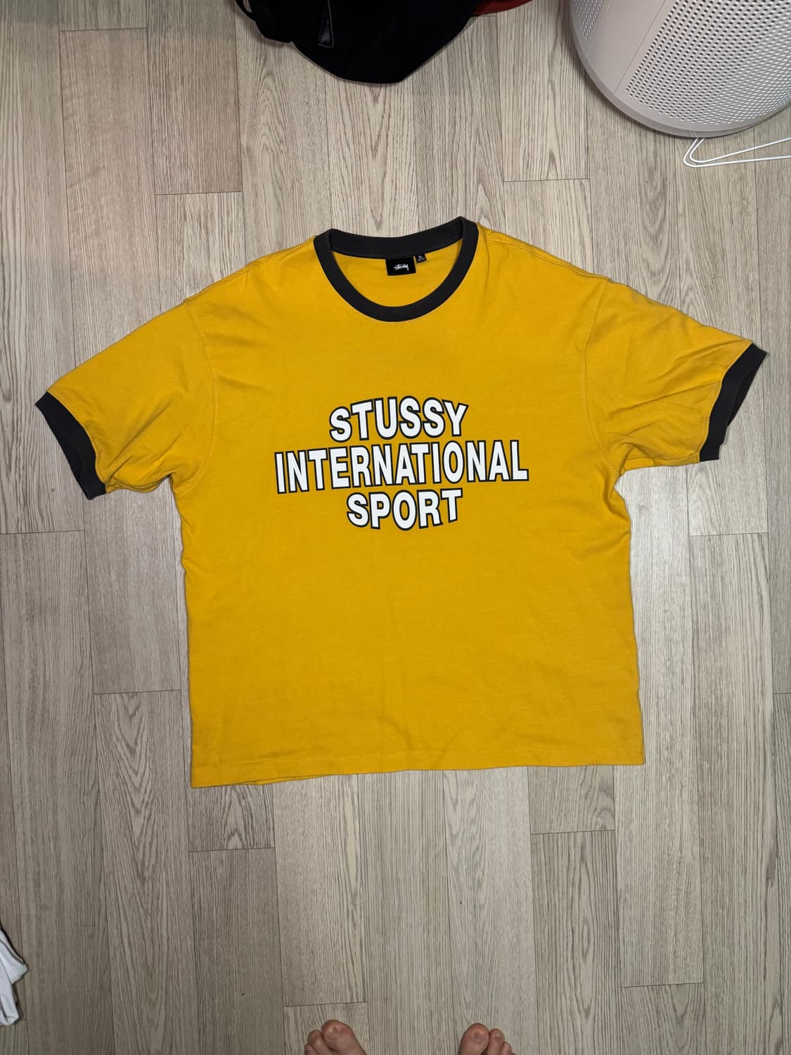 스투시 스포츠 헤비 저지 티셔츠 링거티 옐로우 상품이미지1