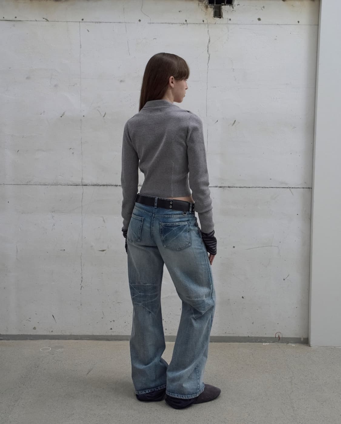 WIDE LEG WASHED DENIM - BLUE (M) 상품이미지2