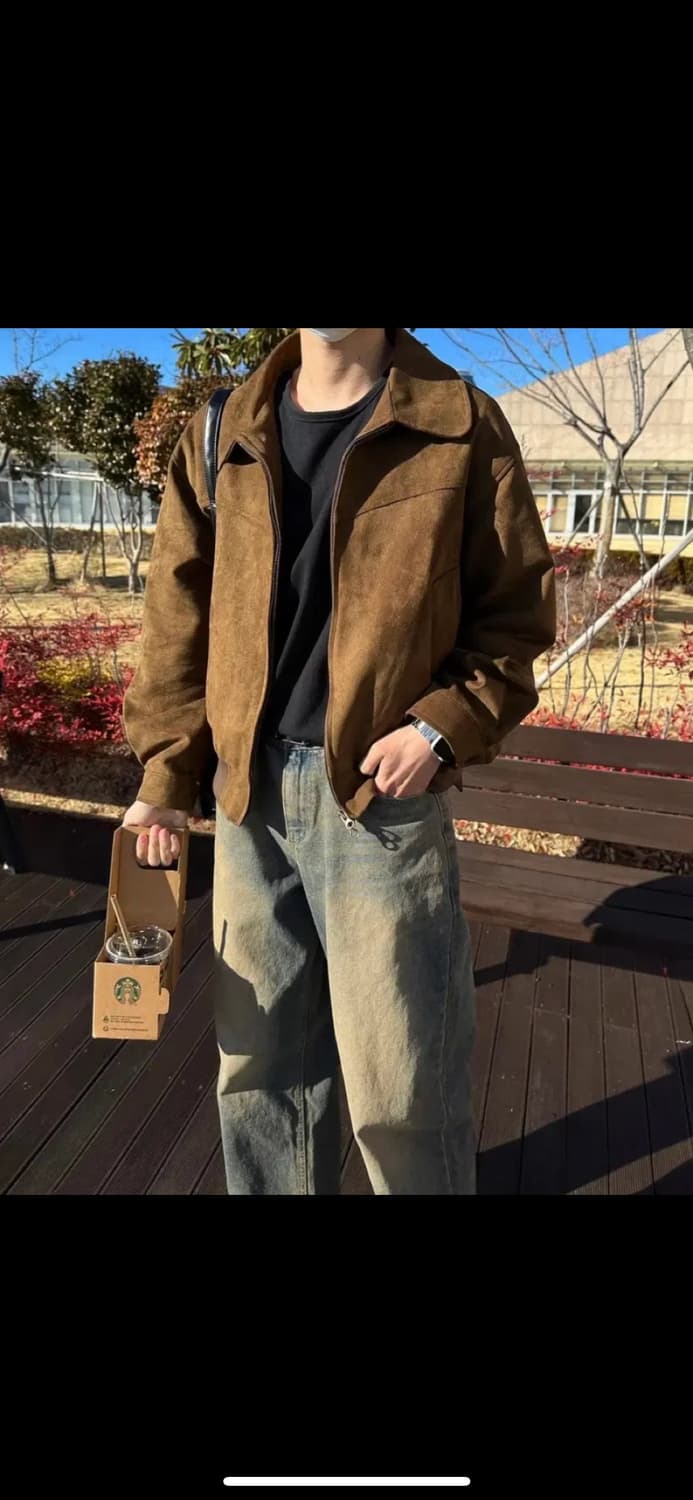 어라이브 브라운 스웨이드 블루종 자켓 상품이미지4