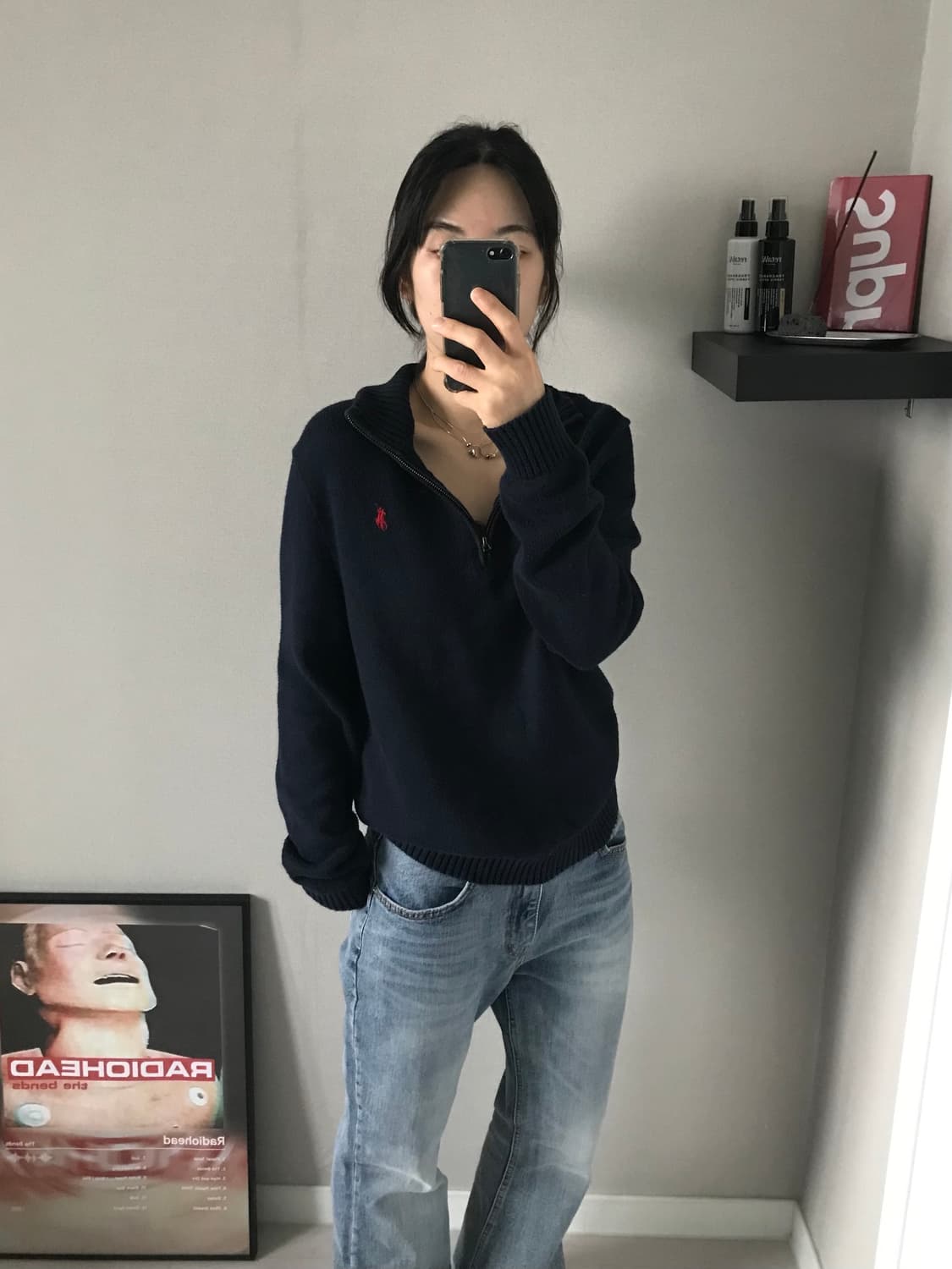 폴로 랄프로렌 신형택 포니로고 네이비 반집업 니트 상품이미지4