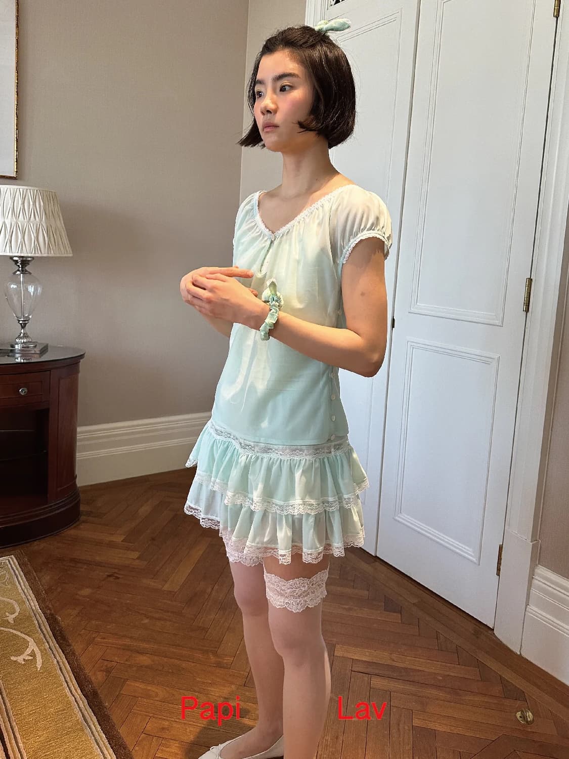 Papi lav MINT GREEN BLUSHY TOP 상품이미지3