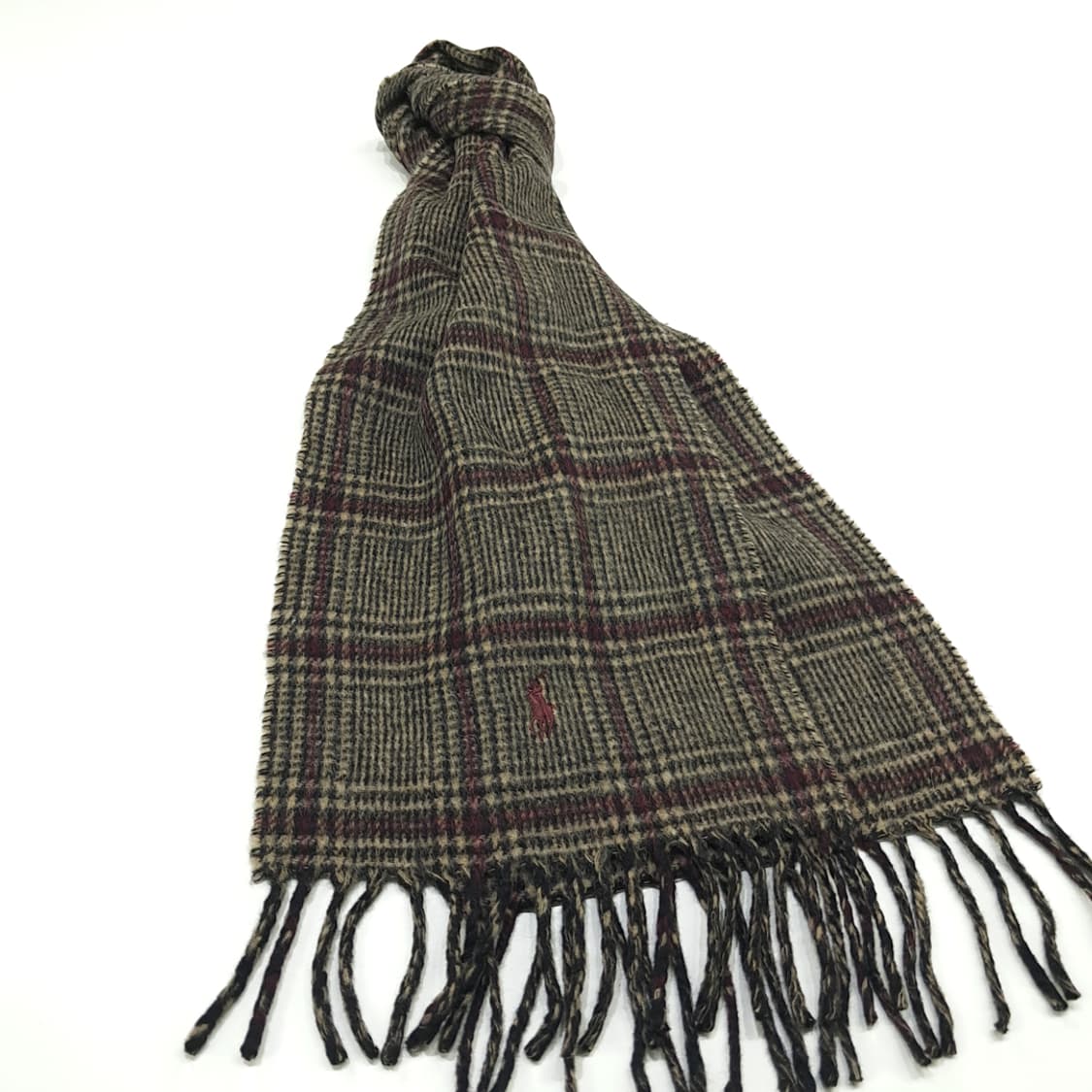 MX187 폴로 랄프로렌 체크 헤링본 램스울 양면 목도리 머플러 상품이미지3