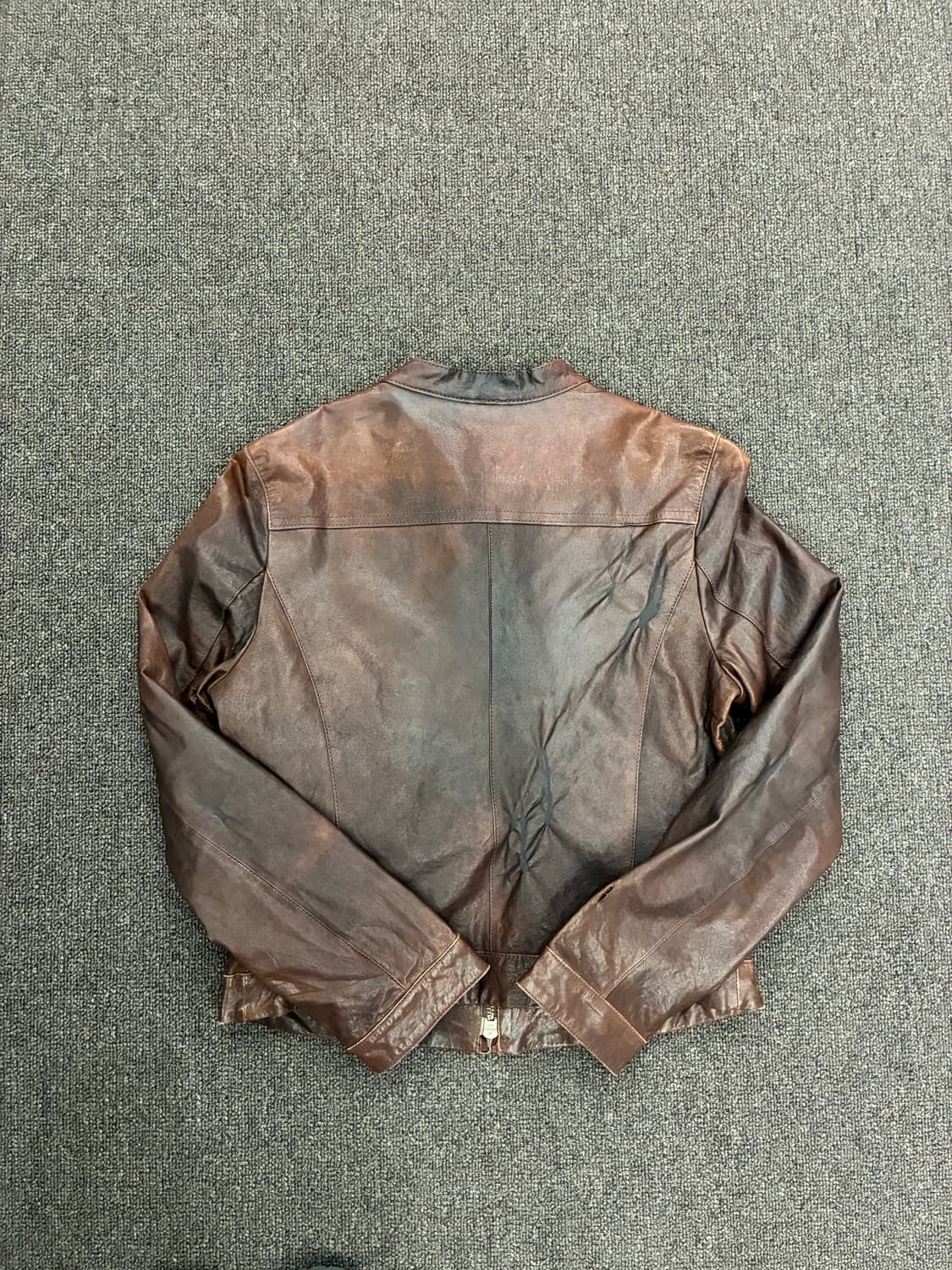 40)Japanese vintage 여성 갈색 가죽 자켓 상품이미지7