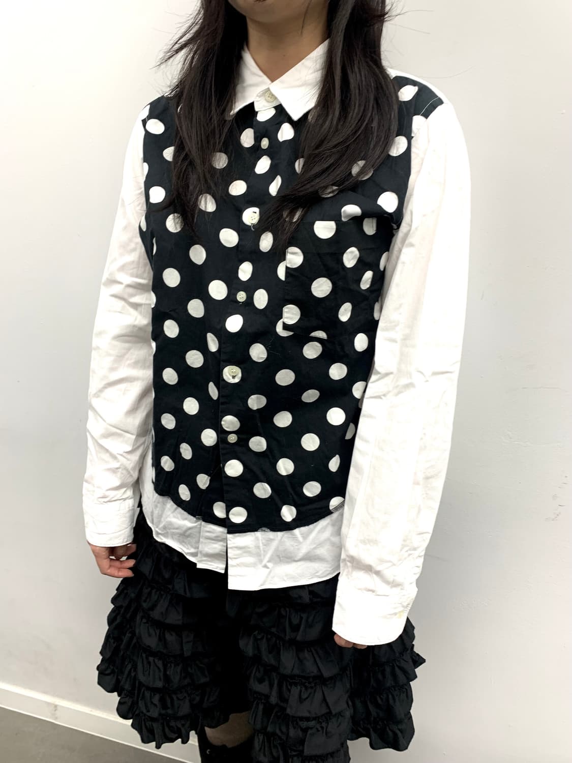 꼼데가르송 블랙 도트 도킹 셔츠 상품이미지2