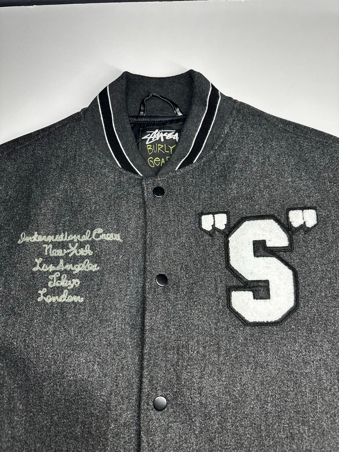 스투시 S로고 바시티 자켓 블랙 XL 상품이미지5