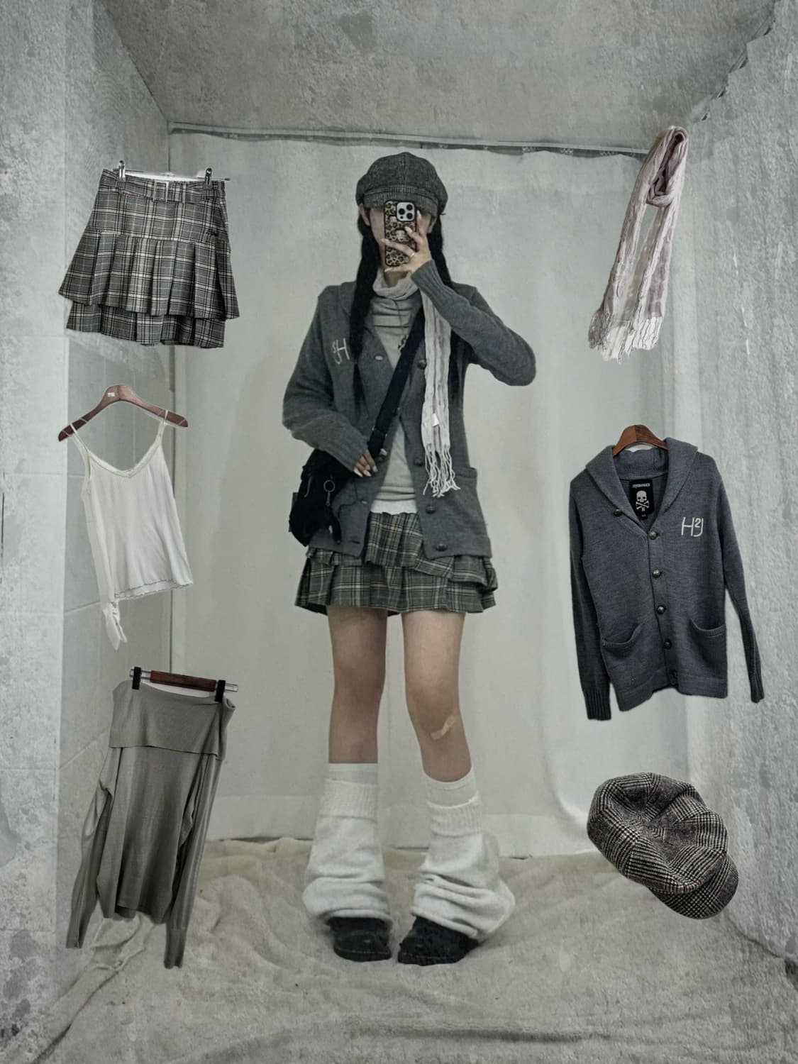 무채색 데일리 니혼진 오픈숄더 코디세트  상품이미지1