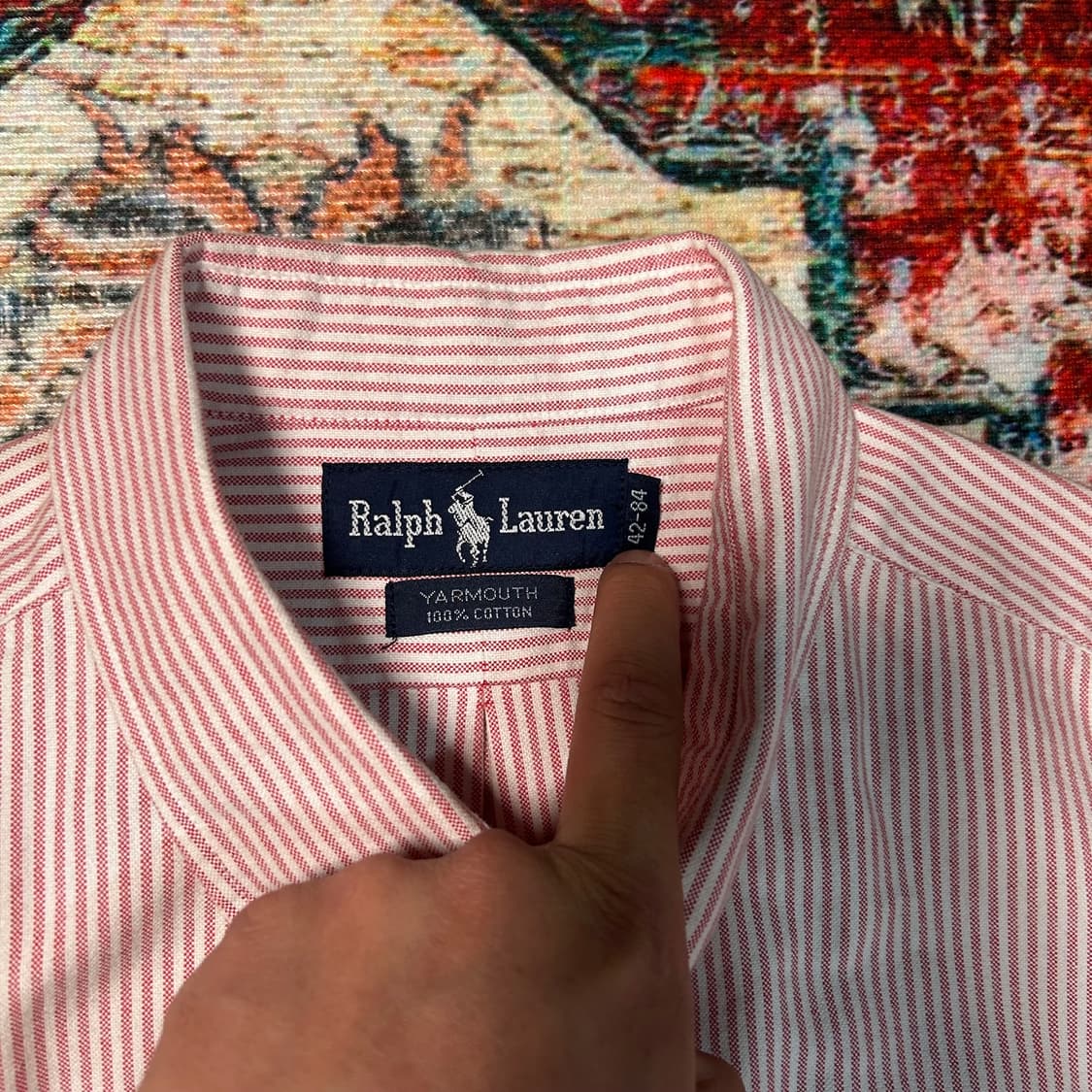 [XL] 폴로 랄프로렌 스몰포니 핑크 스트라이프 셔츠 상품이미지3