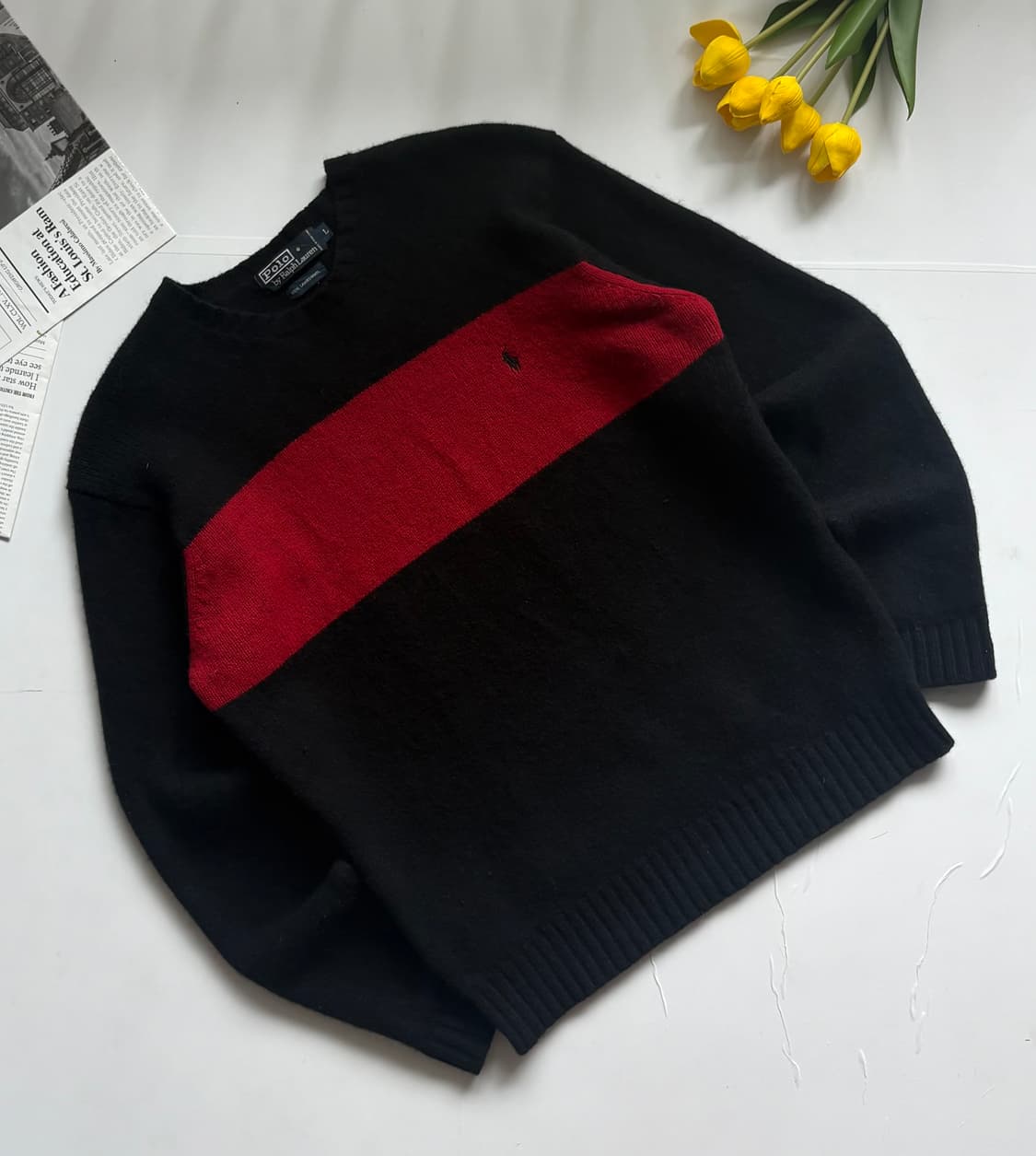 Polo 폴로랄프로렌 램스울 배색 니트 상품이미지1