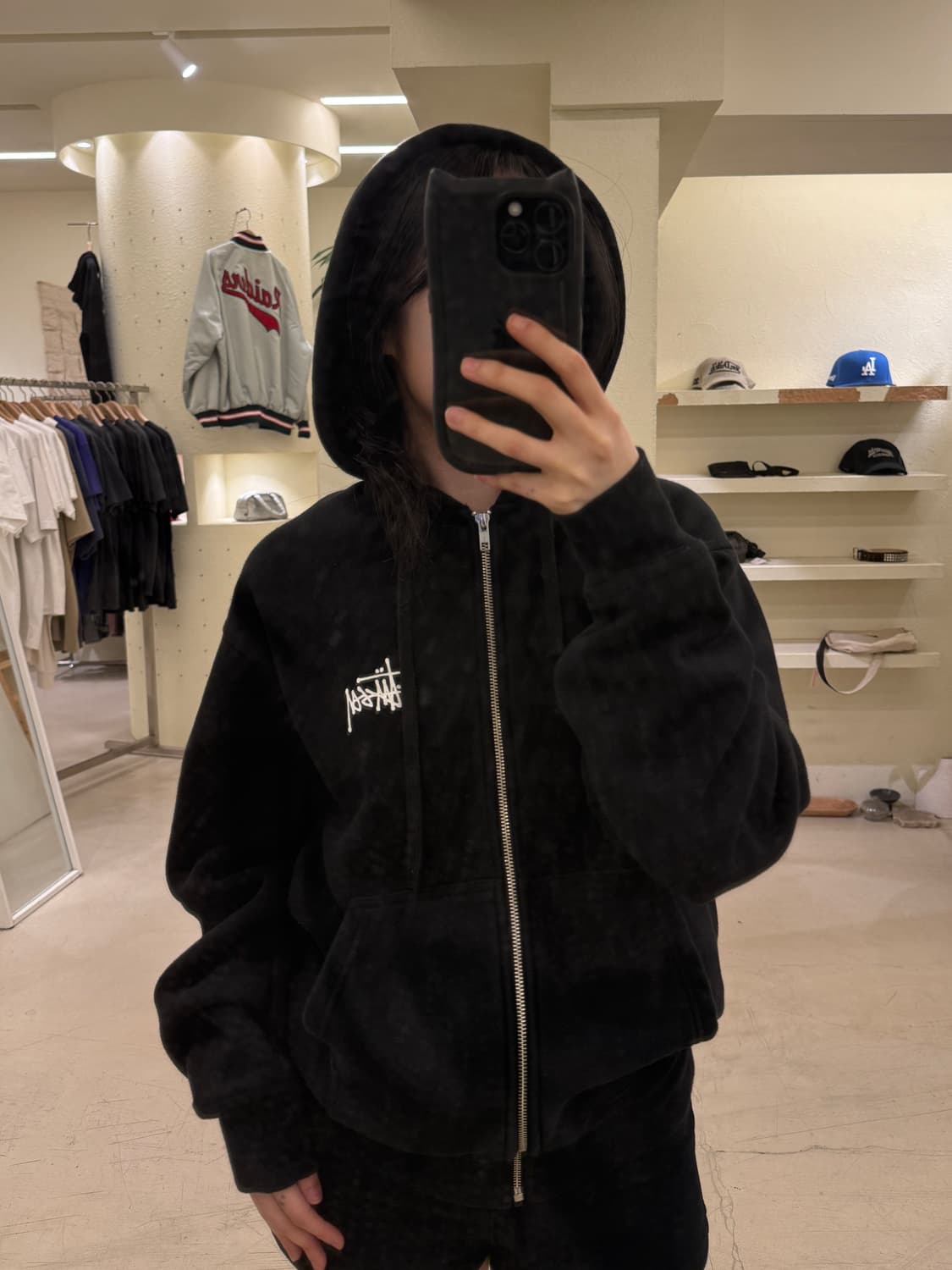 스투시 베이직 빅로고 블랙 후드 집업  U7 상품이미지2