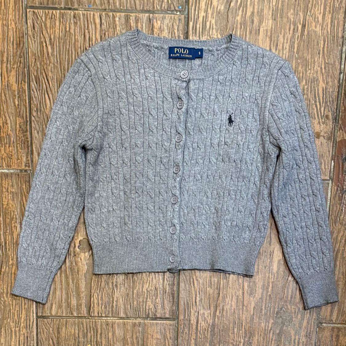 [HI] Polo 폴로 케이블 니트 가디건 그레이 상품이미지1