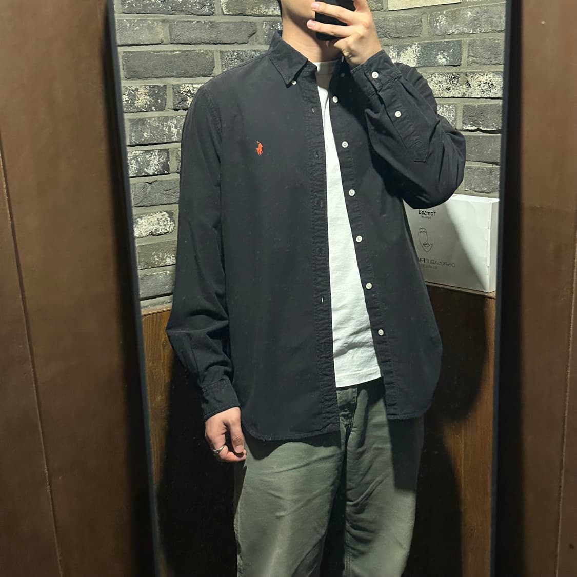 L) 폴로 랄프로렌 클래식핏 옥스포드 셔츠 가먼트다이 블랙 상품이미지9