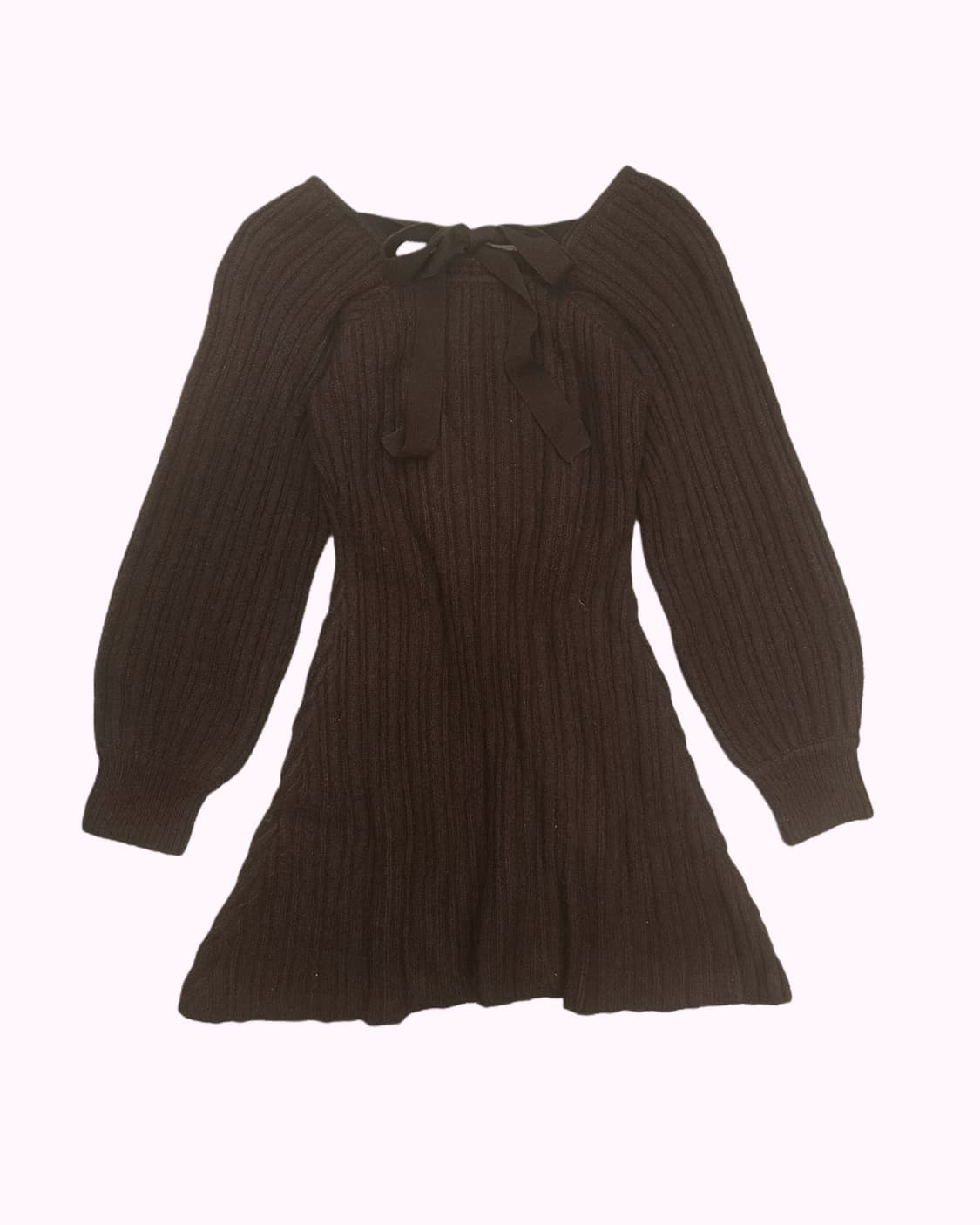 brown ribbon puff dress 상품이미지4