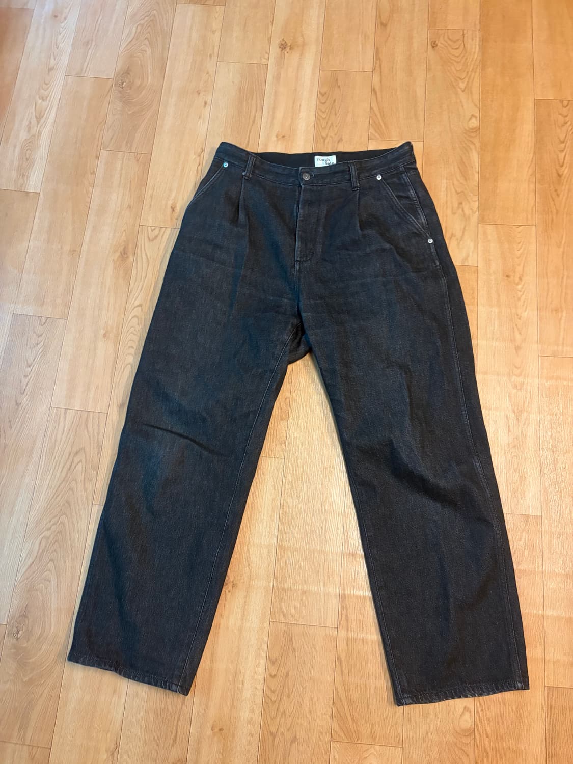 (2)러프사이드 드레이프 데님 블랙 상품이미지1