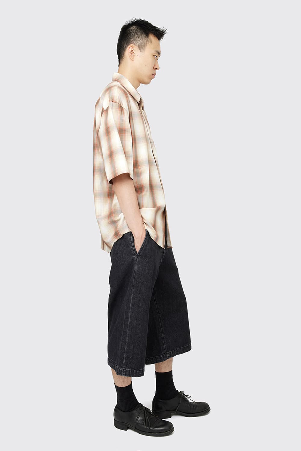 (3,M) 해칭룸 하프 셔츠 옴브레 레드 상품이미지3