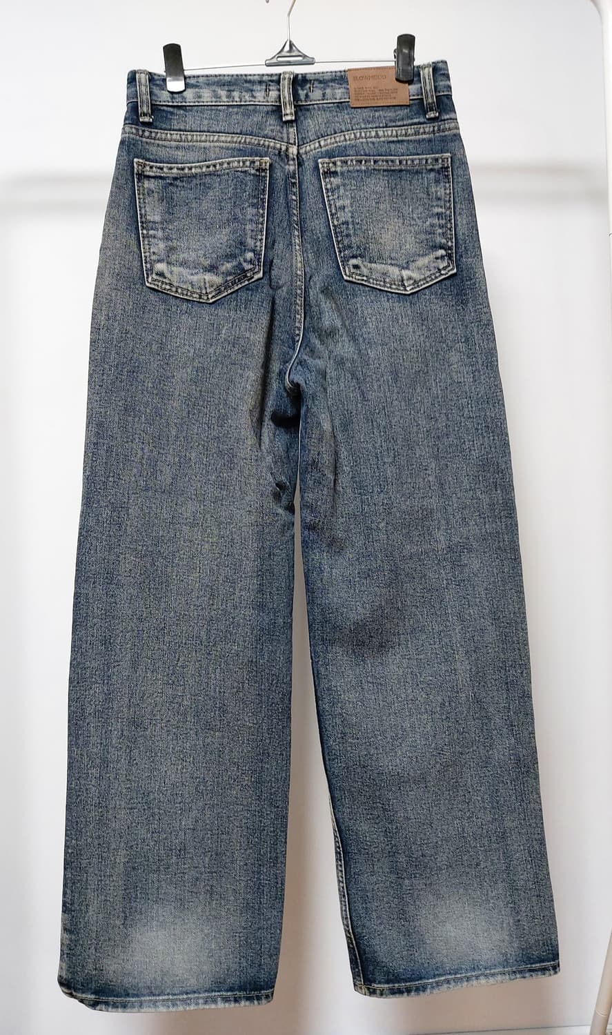 슬로우무드(SLOWMOOD) 여성 워싱 와이드 데님팬츠(S) 상품이미지2