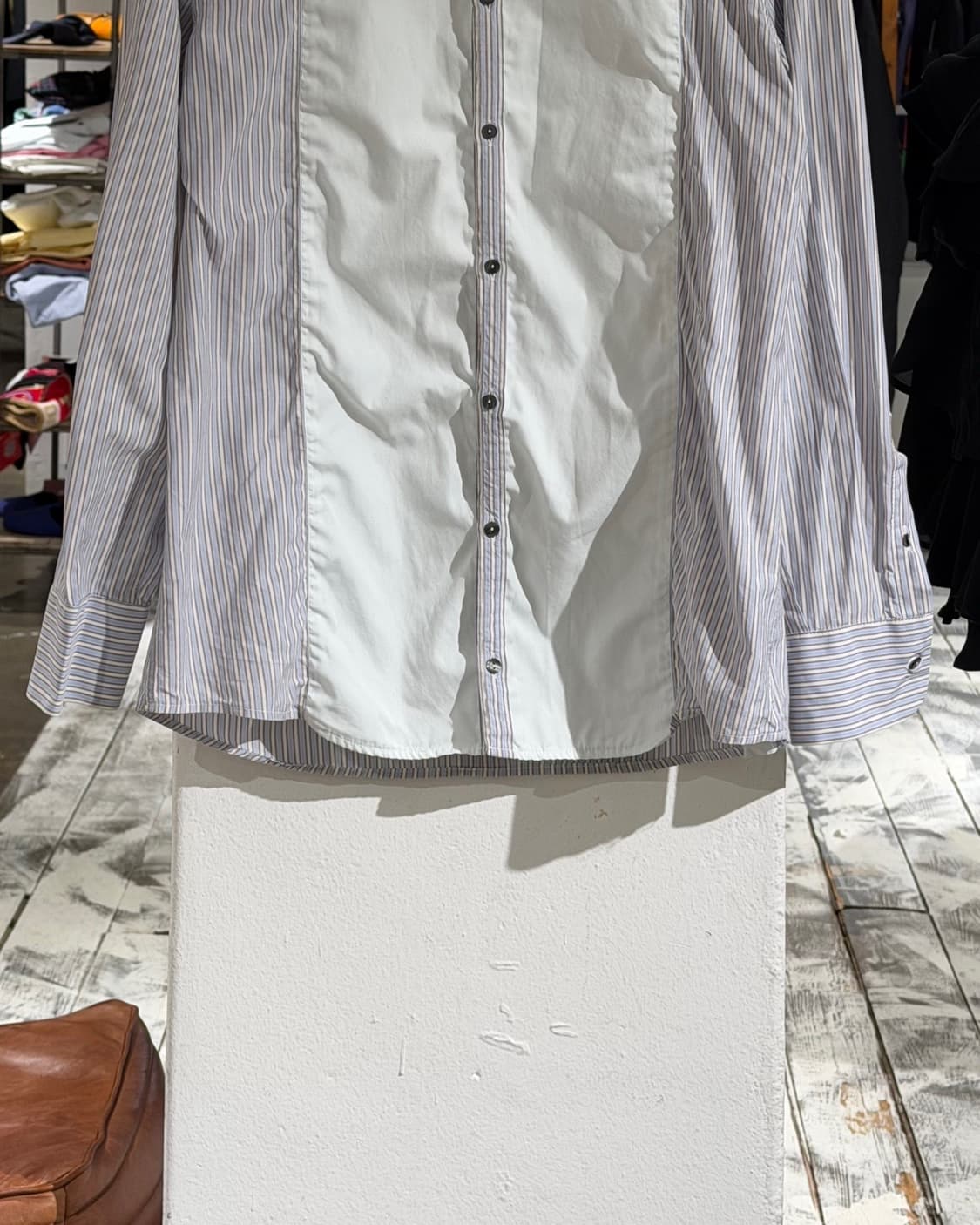 돌체앤가바나 블루 화이트 스트라이프 패널 셔츠 상품이미지5