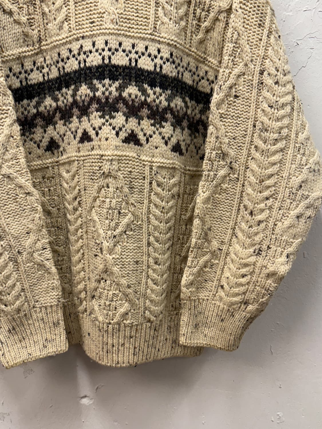 L) 90s L.L.Bean Irish Wool Cable Knit Sw 상품이미지3