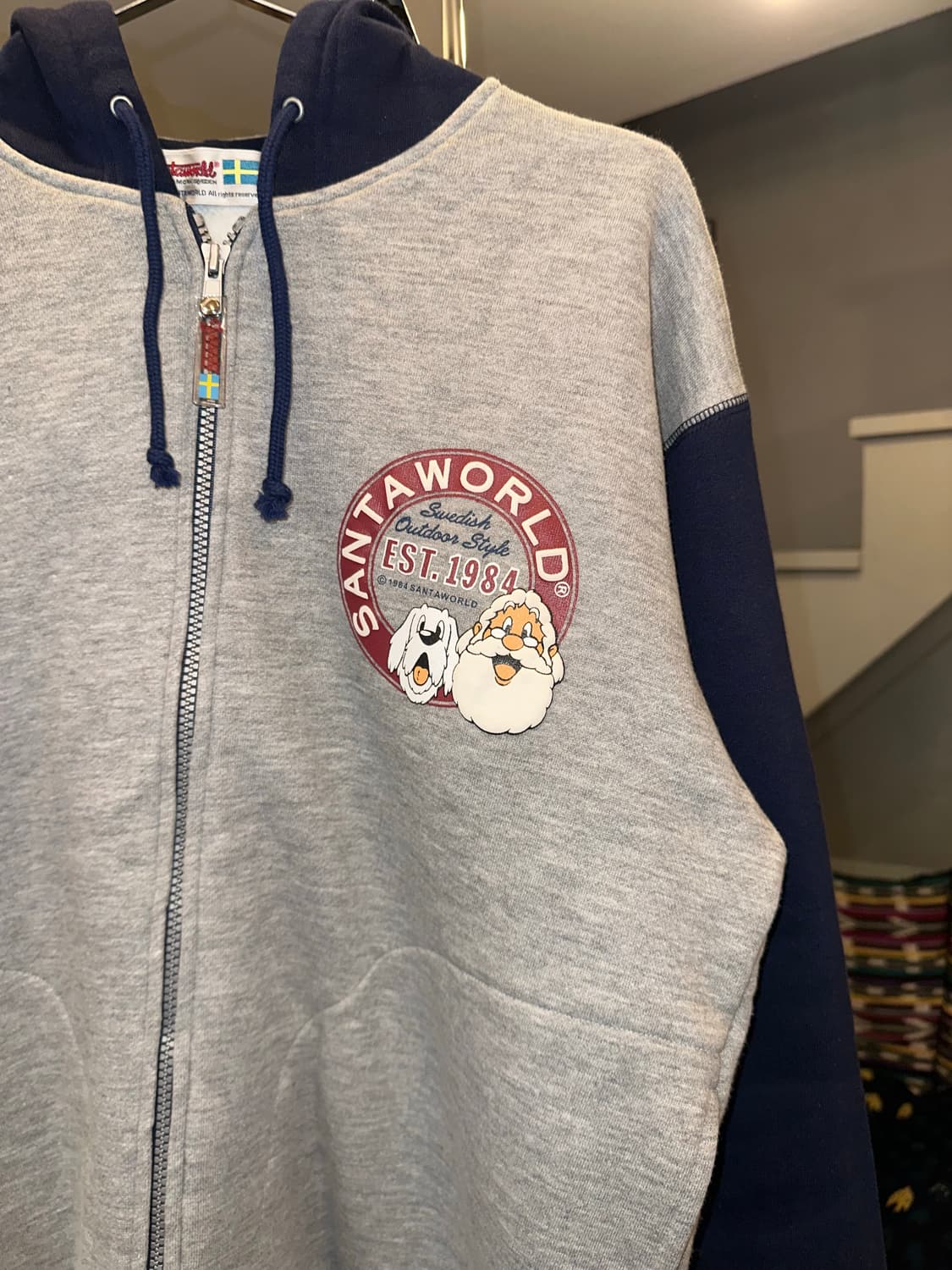 90‘s Santa World logo print hood zip-up 상품이미지5