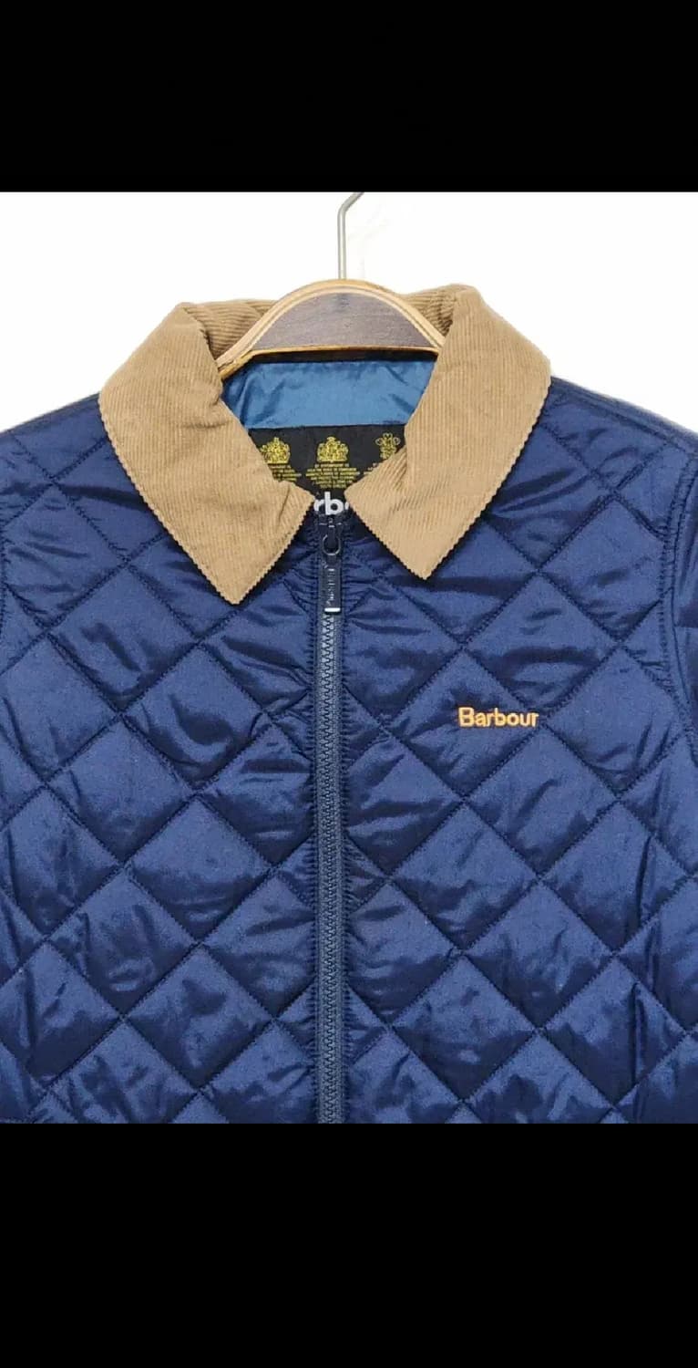 (S) 바버 퀼팅자켓 남색 누빔점퍼 코듀로이 카라넥  상품이미지2