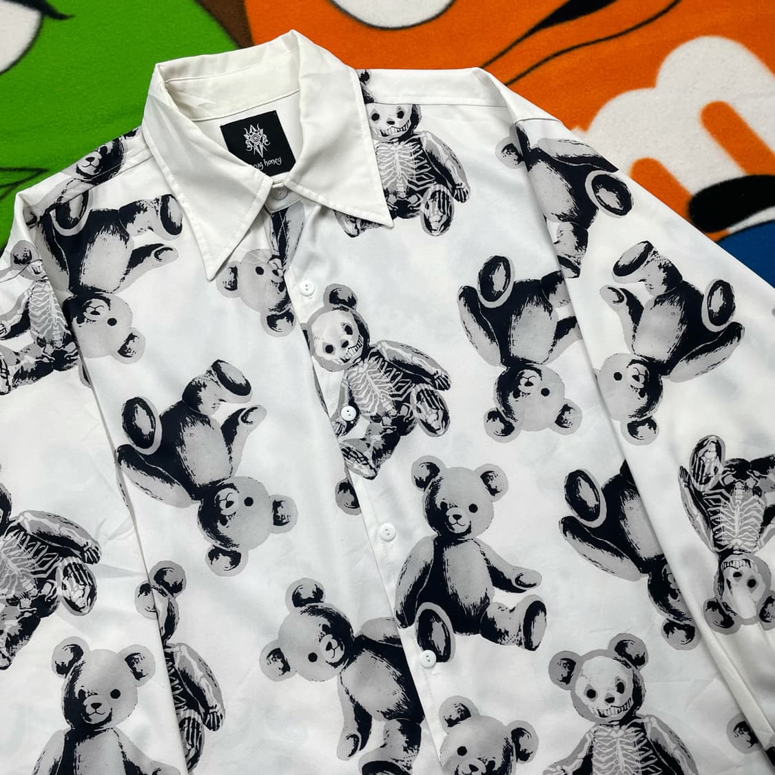 드럭 허니 패턴 오버핏 셔츠 상품이미지2