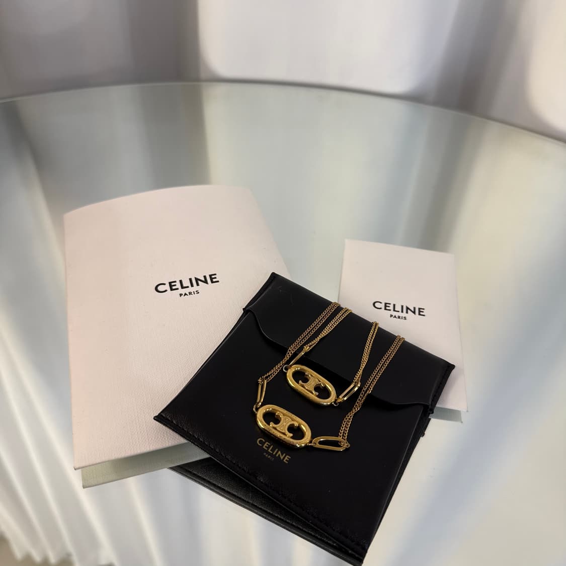 [정품] 셀린느 트리옹프 금장 목걸이 / 팔찌 세트 상품이미지5
