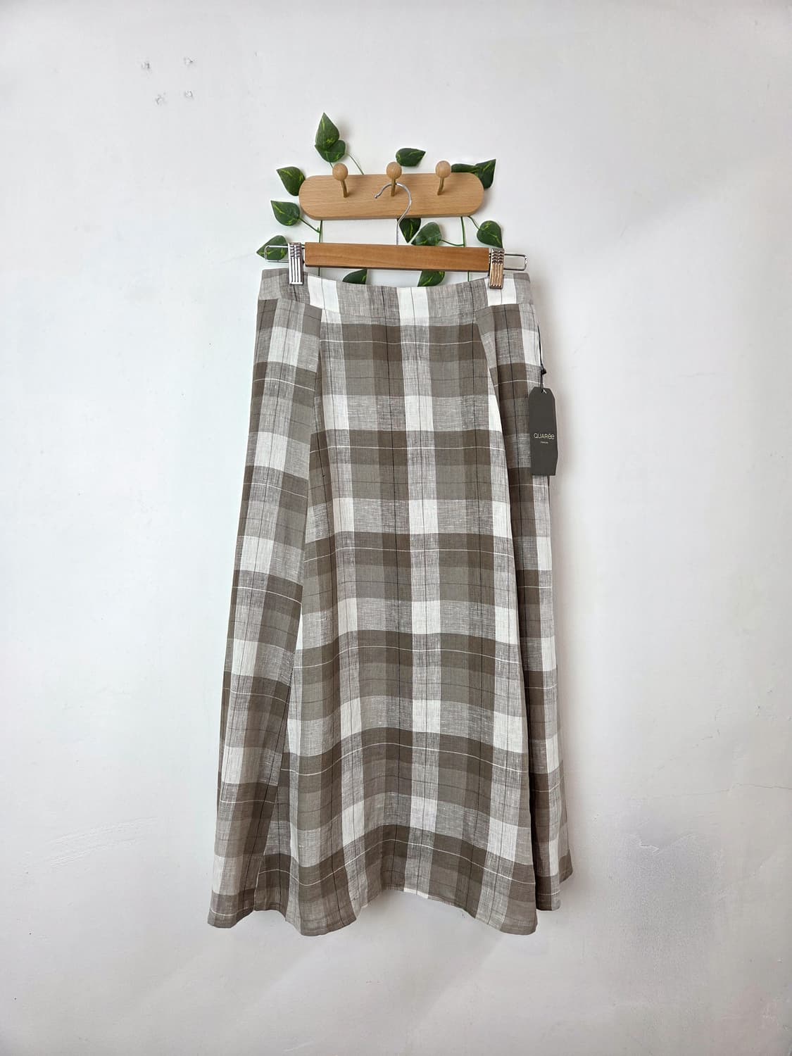린넨 체크 롱스커트 상품이미지1