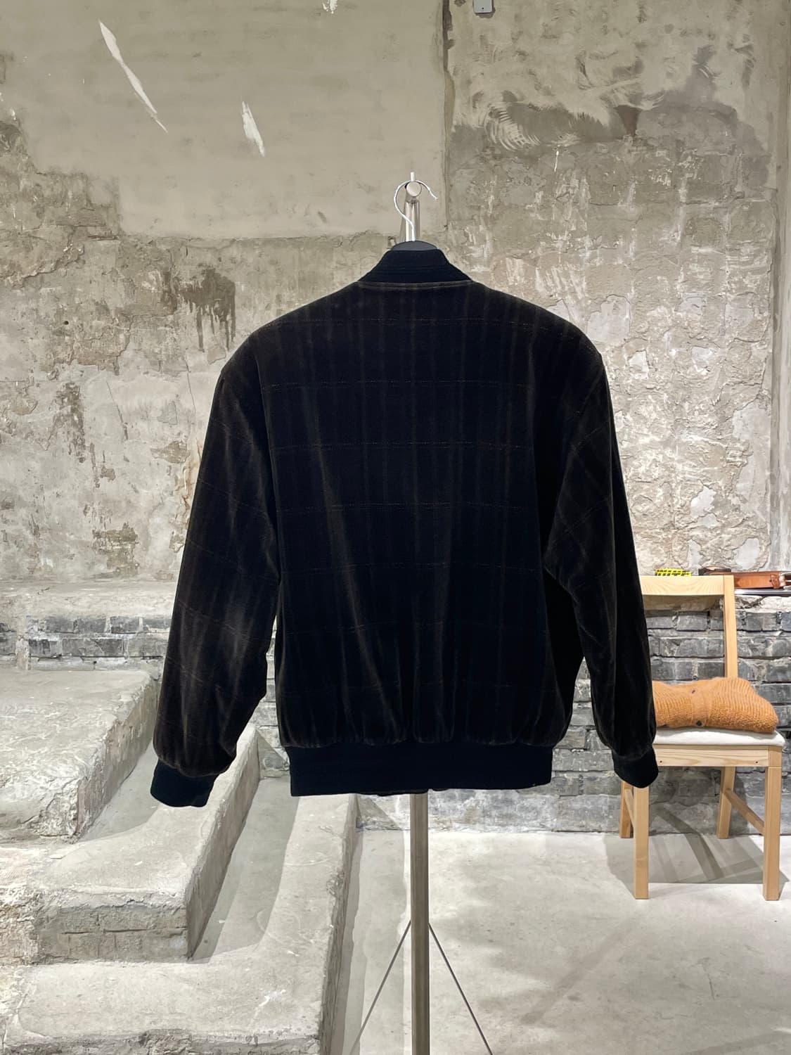 이브 생로랑 뿌르 옴므 다크 브라운 로고 체크 벨벳 자켓 상품이미지6