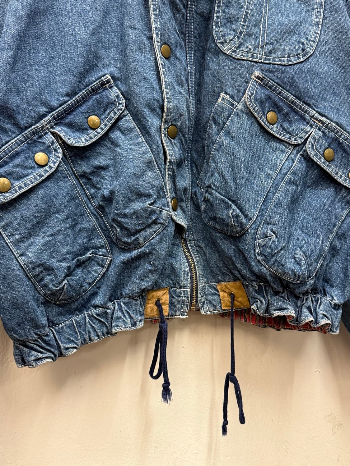 90s Japan Flannel Lined Denim Bomber Jac 상품이미지4