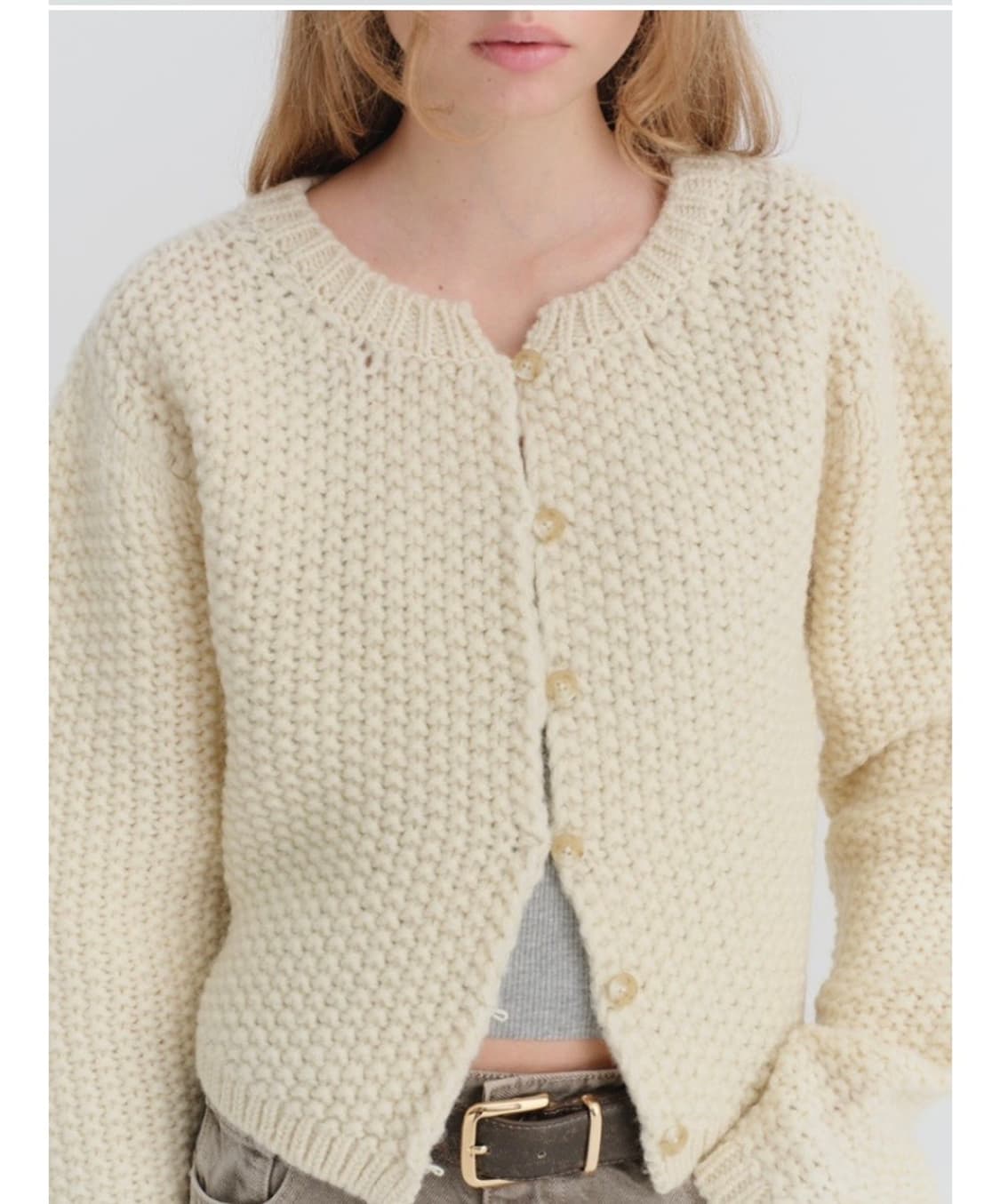 리본빛 테디 니트 가디건 아이보리 상품이미지1