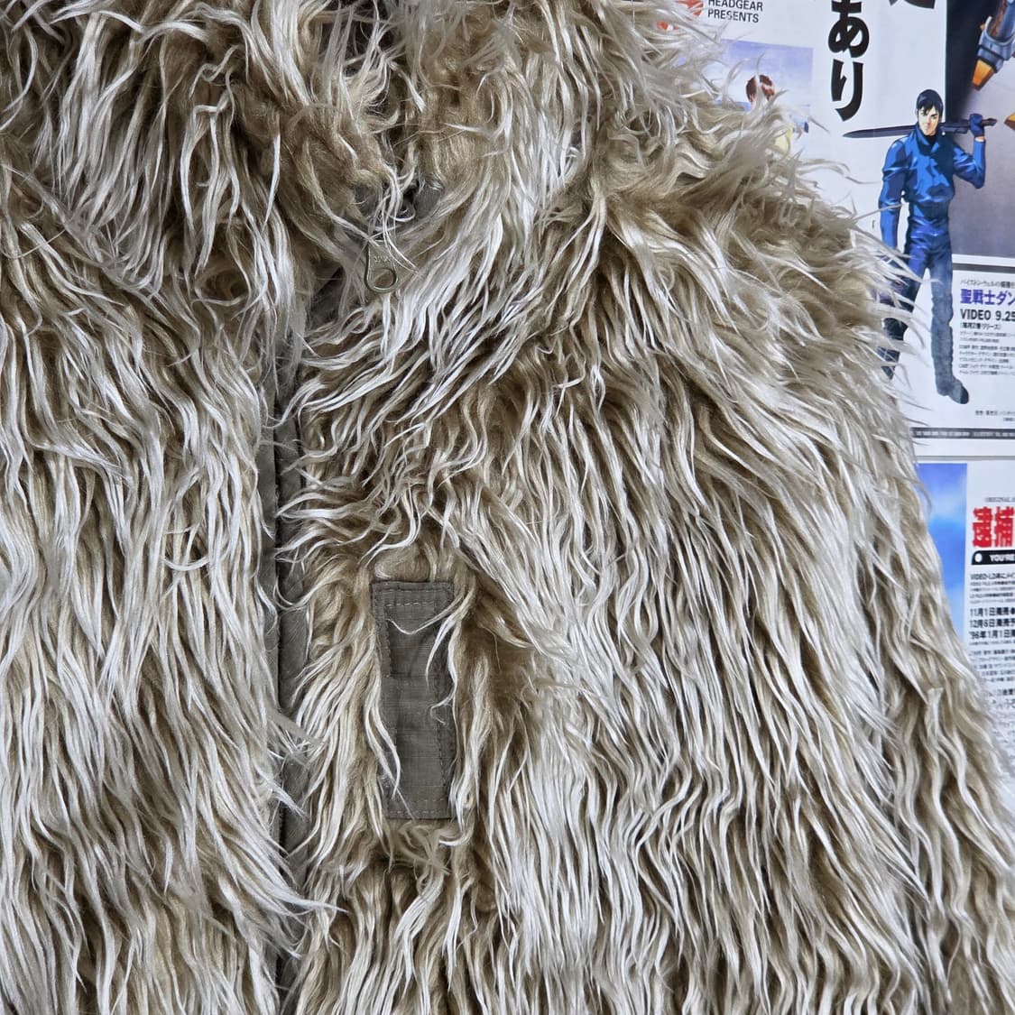 빈티지 에코 샤기 퍼 리버시블 카키 브라운 점퍼 상품이미지4