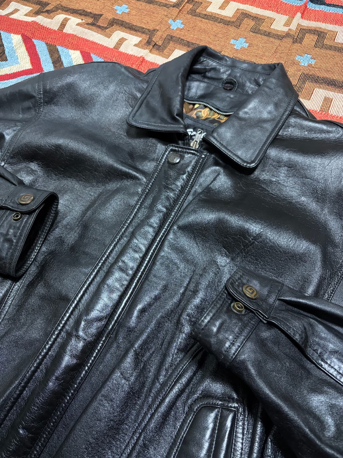 110) 00s 빈티지 램스킨 양가죽 봄버 자켓 상품이미지3