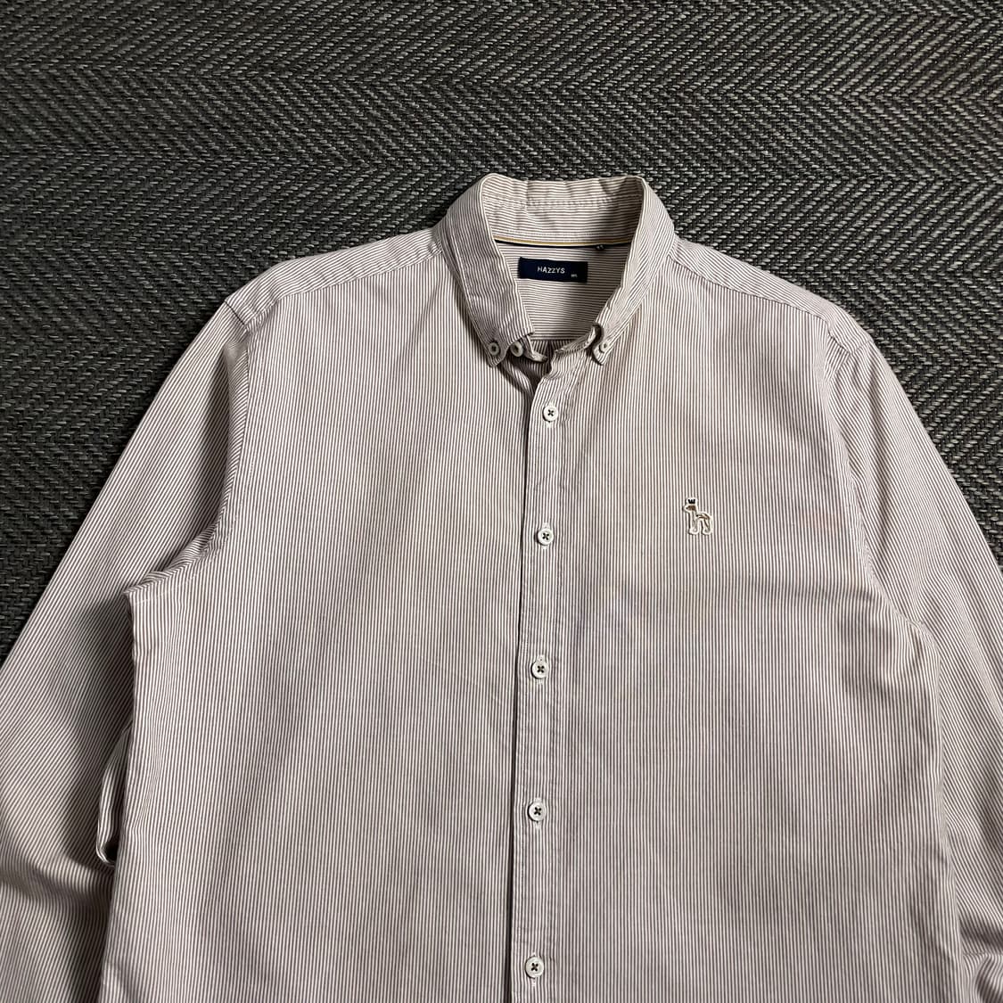 헤지스 자수로고 베이직 스트라이프 혼방 셔츠y 4348 상품이미지5